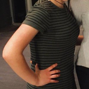 Olive and Black Striped Dress